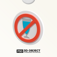 Fasting Do Not Drink Object PSD 3D Element of Ramadan or Ramadhan Icon. Happy Eid Mubarak Illustration