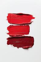 AI generated Vivid Red Paint Strokes on a Pristine White Background photo