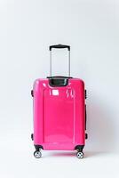 AI generated Bright Pink Suitcase With Extendable Handle Ready for Travel photo