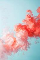 AI generated Vivid Pink Ink Swirling Gracefully in Tranquil Blue Water Capturing the Dynamics of Fluid Motion photo