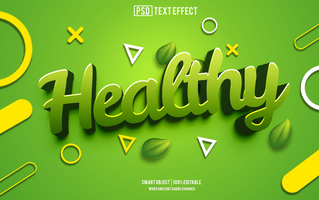 healthy text effect, font editable, typography, 3d text psd