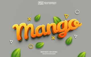 mango tekst effect, doopvont bewerkbaar, typografie, 3d tekst. psd