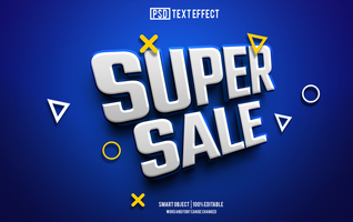 super sale text effect, font editable, typography, 3d text. psd