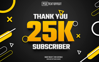 25k follower text effect, font editable, typography, 3d text. psd
