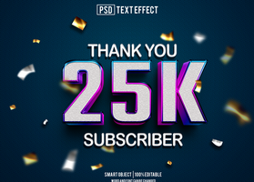25k follower text effect, font editable, typography, 3d text. psd