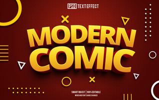 modern comic text effect, font editable, typography, 3d text. psd