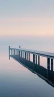 AI generated Misty Pier At Sunrise photo