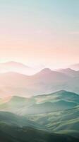 AI generated Pastel Dawn Over Gentle Hills photo