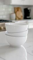 AI generated Stacked White Ceramic Bowls photo