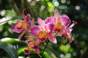 AI generated Cattleya Orchids Basking In Light photo