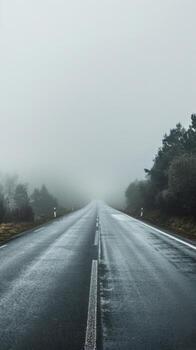 AI generated Foggy Journey On Empty Road photo