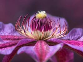 ai generado detallado de cerca de púrpura clemátide flor foto