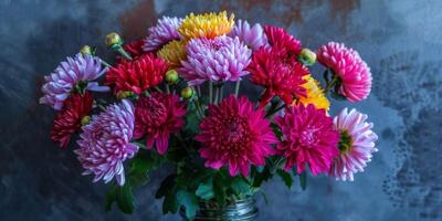 AI generated Dramatic Autumn Chrysanthemums photo