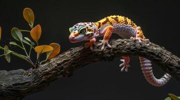 AI generated Gecko On A Tree Branch photo