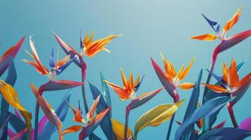 AI generated Vibrant Bird Of Paradise Flowers photo