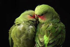 AI generated Affectionate Parakeets Cuddling Together photo