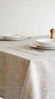 AI generated Elegant Table Setting With Linen Cloth photo