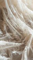 AI generated Elegant White Lace Fabric photo