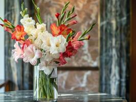 AI generated Assorted Gladiolus Bouquet Elegance photo
