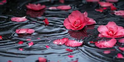 AI generated Camellia Flowers Floating On Water photo