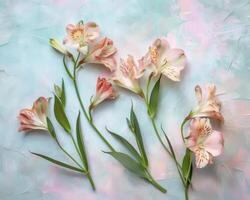 ai generado Alstroemeria floraciones en texturizado fondo foto