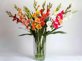 AI generated Vibrant Gladiolus Array in Vase photo