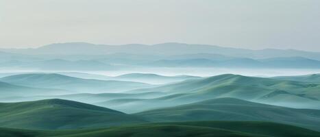 AI generated Misty Green Rolling Hills photo