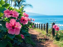 AI generated Tropical Hibiscus By The Sea photo