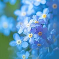 AI generated Inspirational blooms Forget me not flowers in macro, a springtime symphony For Social Media Post Size photo