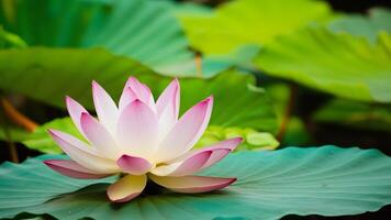 AI generated Frame Isolated lotus flower brings tranquility in yoga practice backdrop photo