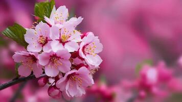 AI generated Beautiful pink blossom flowers create abstract and stunning background photo