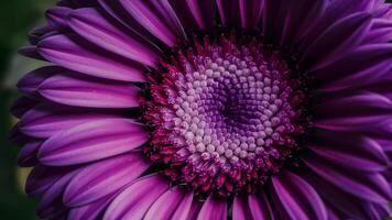 AI generated Extreme detailed macro of purple gerbera flower with soft petals photo