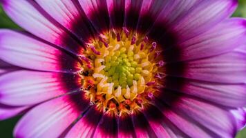 AI generated Micro beautiful vivid spring botanical violet gerbera flower, osteospermum photo