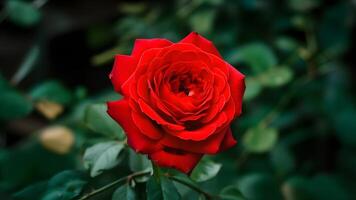 AI generated Big red rose flower isolated on single white background photo