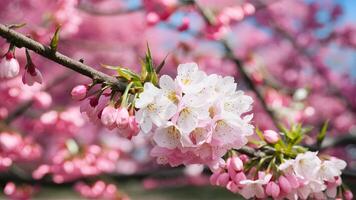 AI generated Pic Shallow depth Sakura flower cherry blossom greeting card background photo