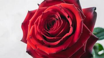 AI generated Subject Beautiful red rose macro isolated on pristine white background photo