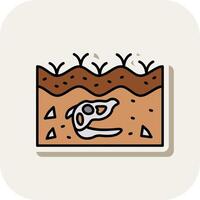 Fossil Line Filled White Shadow Icon vector