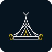 Tent Line Yellow White Icon vector