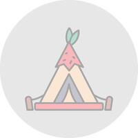 Tent Line Filled Light Circle Icon vector