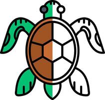 Tortuga lleno medio cortar icono vector