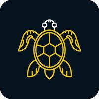 Tortuga línea amarillo blanco icono vector