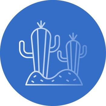 Cactus Gradient Line Circle Icon vector