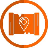 Map Glyph Orange Circle Icon vector