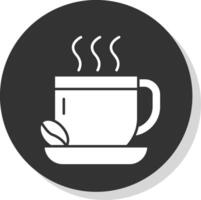 café glifo gris circulo icono vector