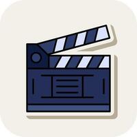 Clapperboard Line Filled White Shadow Icon vector