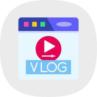 vlog plano curva icono vector