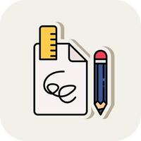 Draft Line Filled White Shadow Icon vector