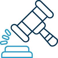 Gavel Line Blue Two Color Icon vector