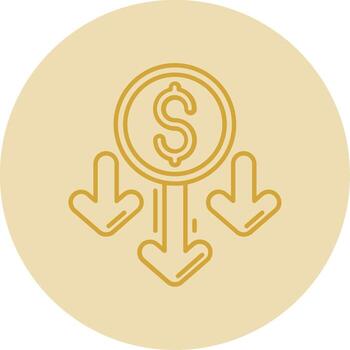 Decrease Line Yellow Circle Icon vector
