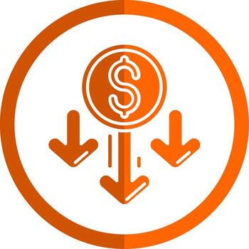 Decrease Glyph Orange Circle Icon vector